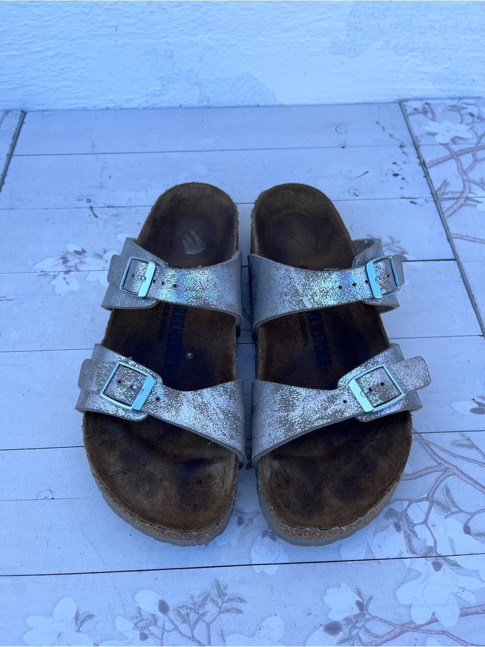 Birkenstock Silver Double-Strap Sandals